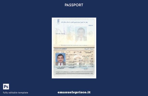 modello di passaporto del Kuwait in stile verificato